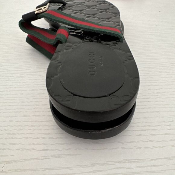 Gucci GG Black Thong Guccissima Sandals Logo Monogram Flip Flop Web Day 7.5 37.5 - Picture 8 of 10